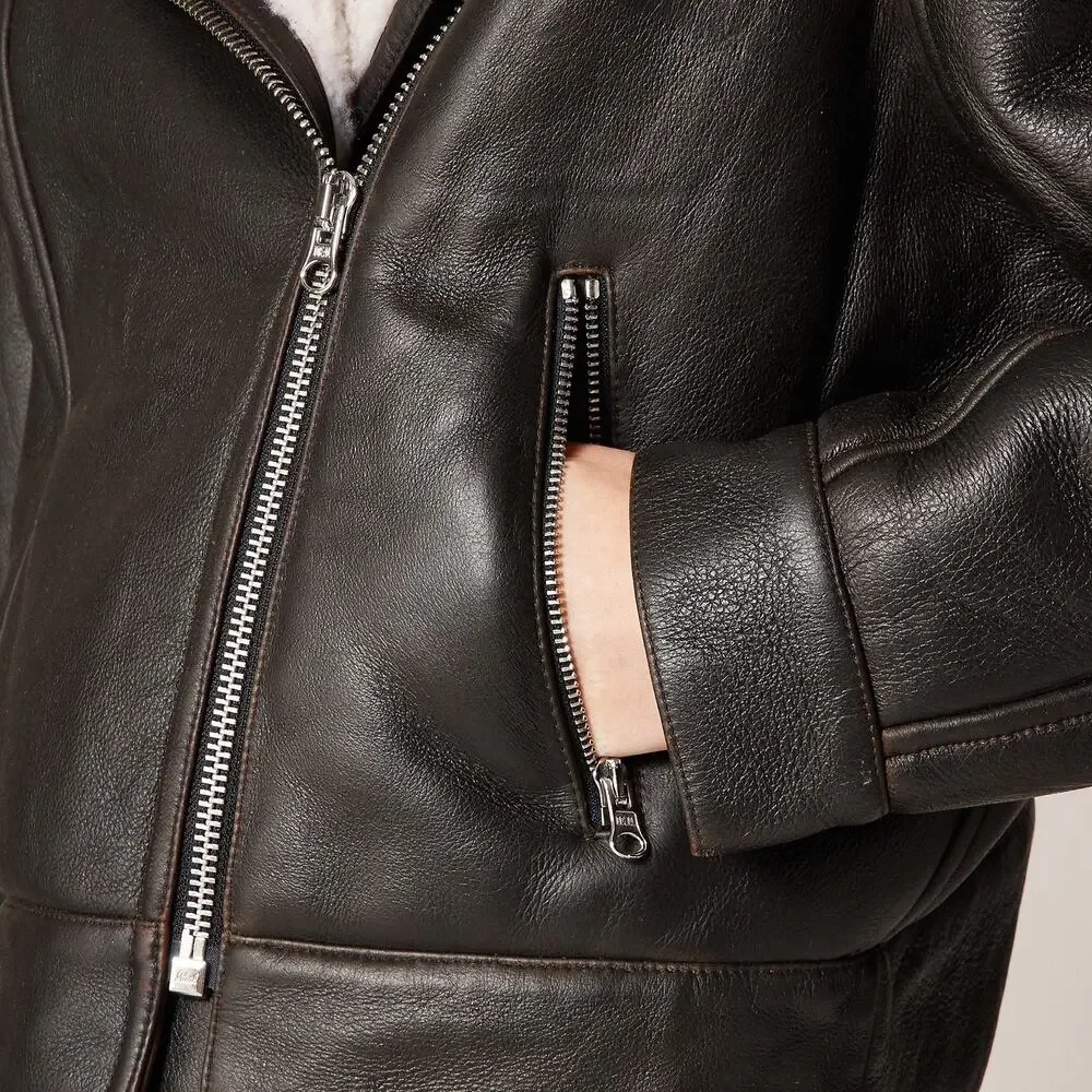 J. Crew Collection Lamb Leather Lamb Shearling Moto Jacket Black Size M NWT - Picture 5 of 16